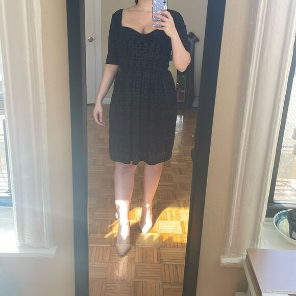 Anthropologie Meadow rue navy blue diamond abstract velvet cocktail party dress - Picture 4 of 17